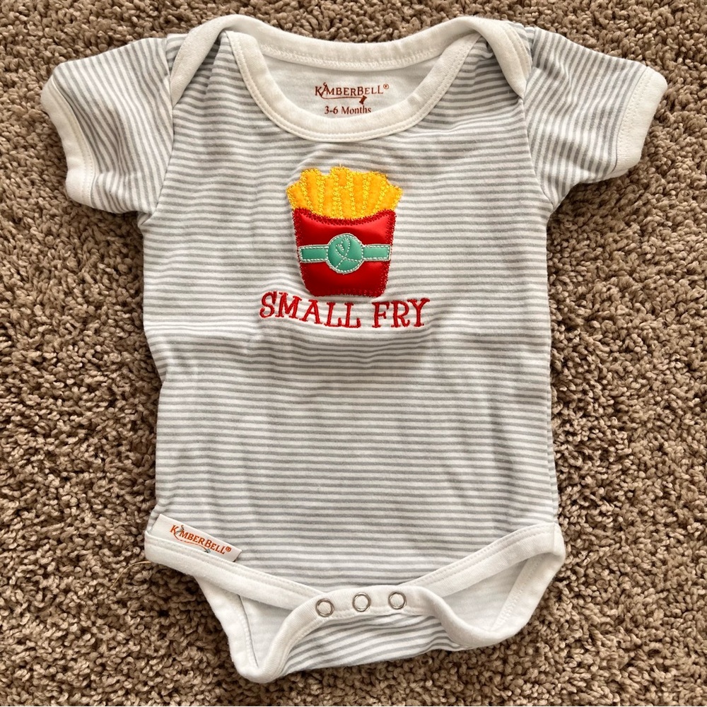 Gray Striped Small Fry Baby Onesie